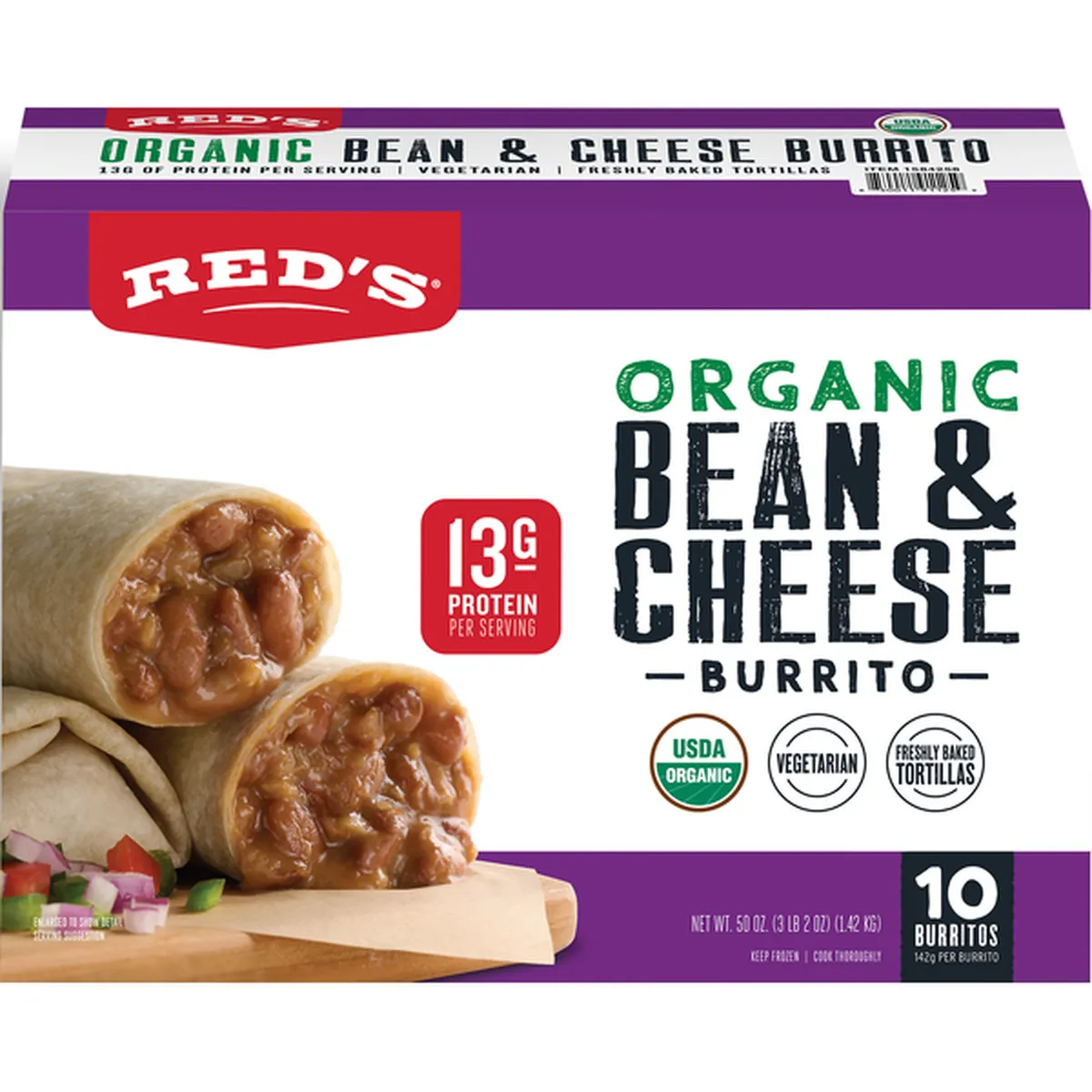 Red’s Organic Bean & Cheese Burrito 10 ct