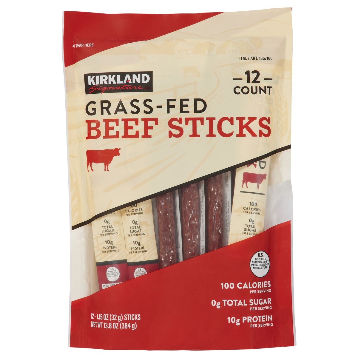 Kirkland Grass Fed Beef Sticks 12-1.15 oz
