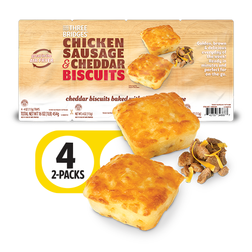 Three Bridges Chicken Sausage & Cheddar Biscuits 4-4 oz 