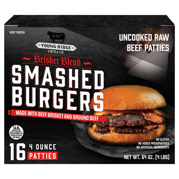 Young Ridge Brisket Blend Smashed Burgers 4 lbs