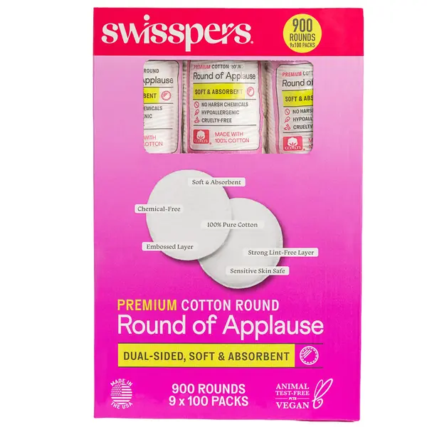 Swisspers Premium Hypoallergenic Cotton Rounds 900 ct