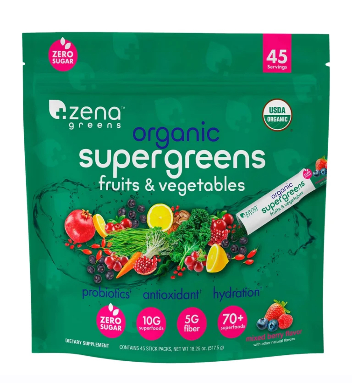 Zena Organic Super Greens 45-11.5 gram 