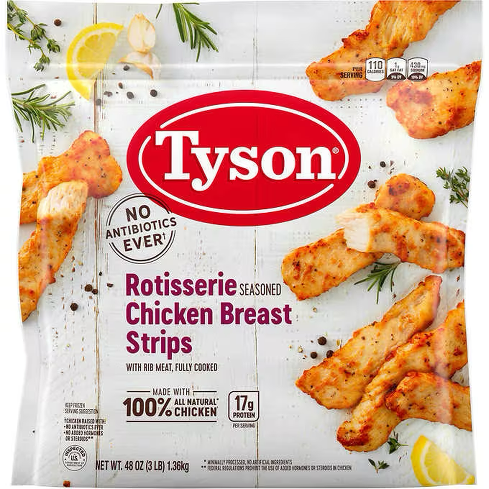 Tyson Rotisserie Seasoned Chicken Breast Strips 3 lbs