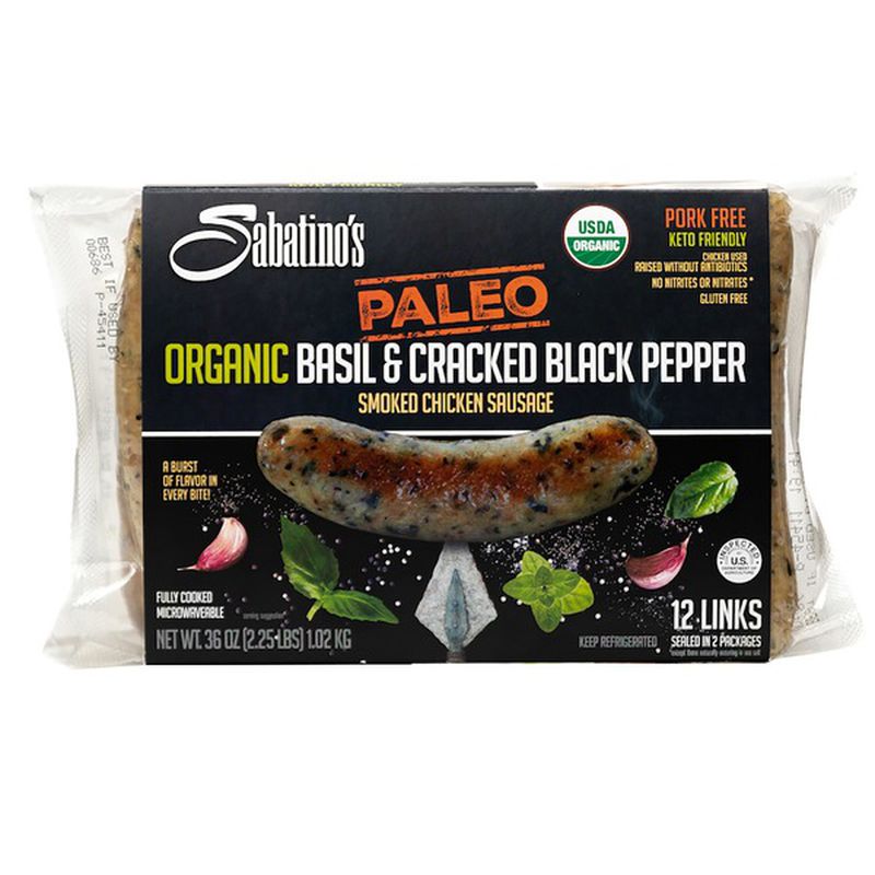 Organic Sabatino's Basil & Cracked Pepper Chicken Sausage 36 oz