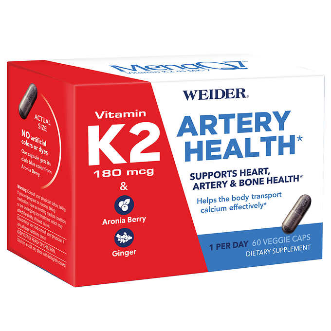 Weider Artery Health with Vitamin K2 Veggie Caps, 60 ct