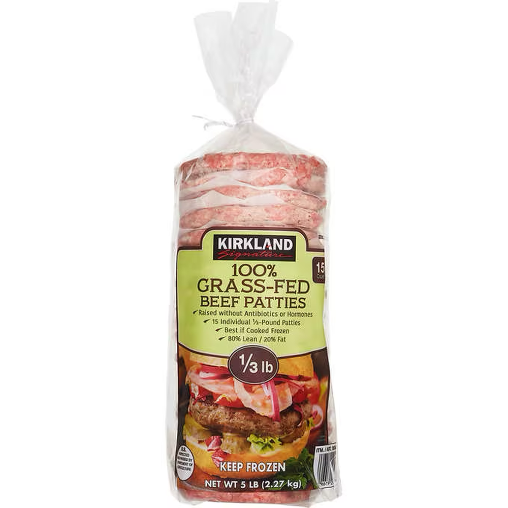 Kirkland Signature 1/3 Lb Grass-Fed Beef Patties 15 ct