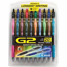 Pilot G2 Assorted Gel Pens, 20 ct