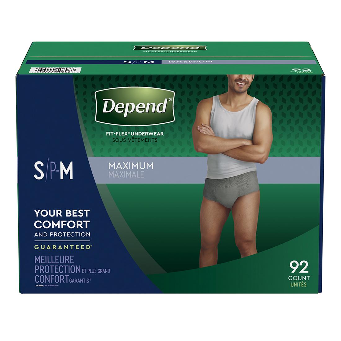Depend Fit-Flex Underwear Mens Small/Medium 92 ct