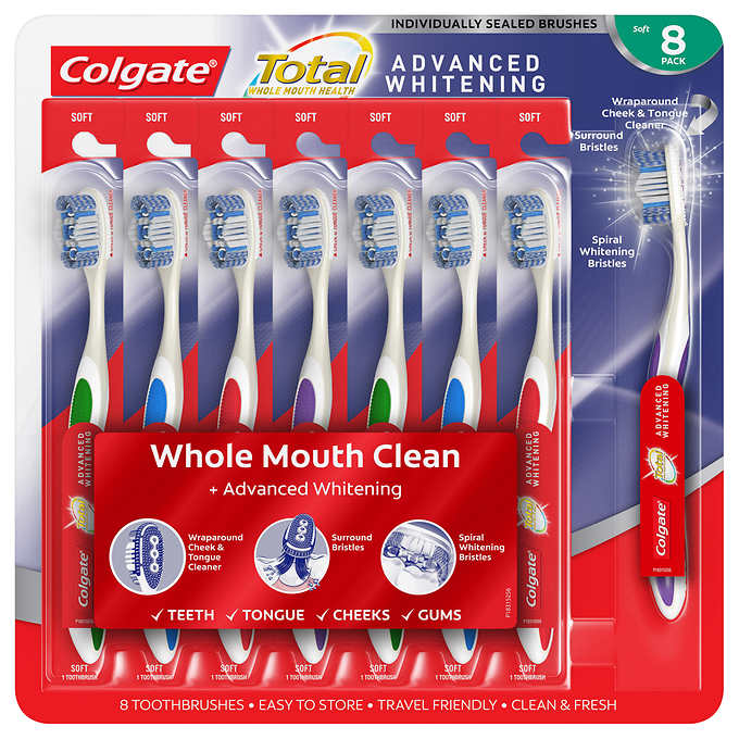 Colgate Total Advanced Whitening Toothbrushes, 8 ct