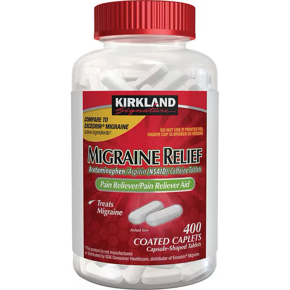 Kirkland Signature Migraine Headache Relief Caplets 400 ct