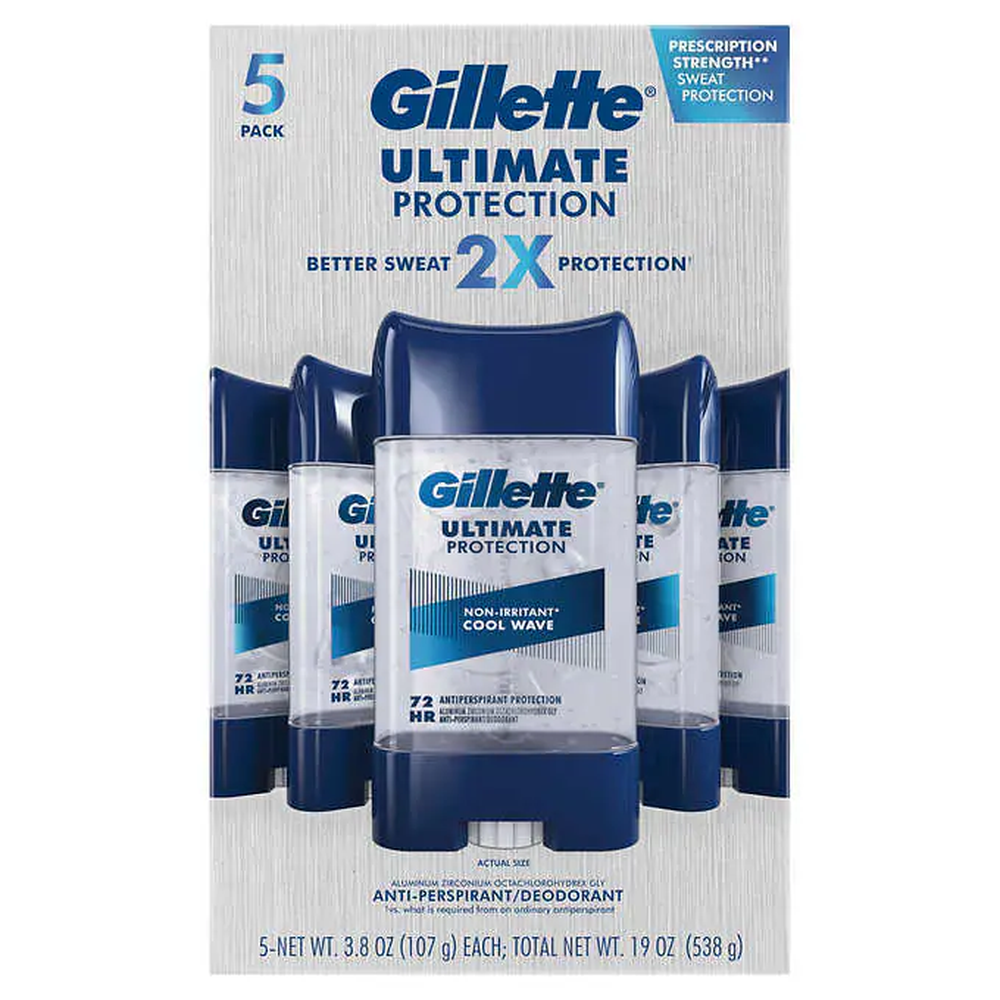 Gillette Ultimate Protection Clear Gel Antiperspirant Deodorant 5-3.8 oz