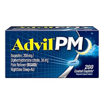 Advil PM Pain Reliever / Nighttime Sleep Aid, 200 Caplets