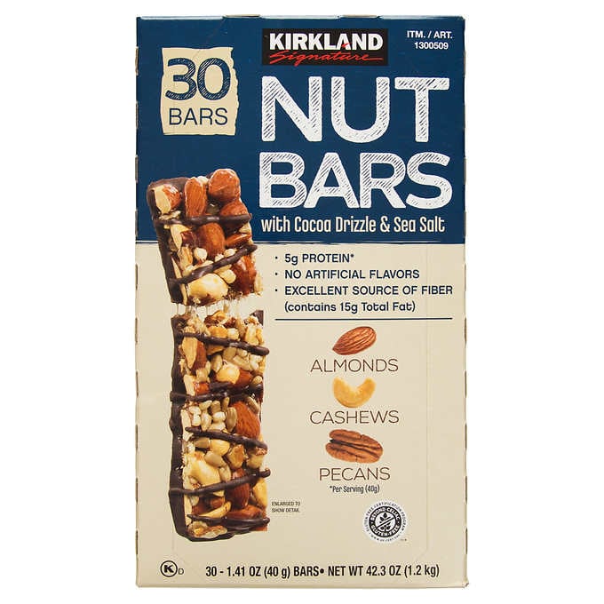 Kirkland Signature Nut Bars With Almonds, Cashews and Pecans 30-1.4 oz