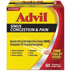 Advil Sinus Congestion and Pain Tablet Dispenser, 50 ct