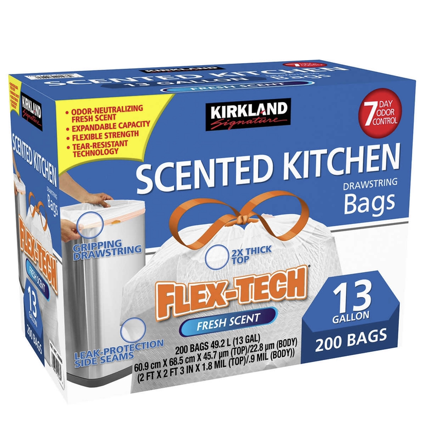 Kirkland Signature Scented Kitchen Trash Bags 13 gallon 200 ct