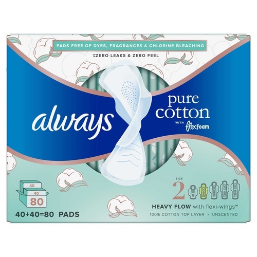 Always Pure Cotton Pads with Flexfoam Size 2 80 ct