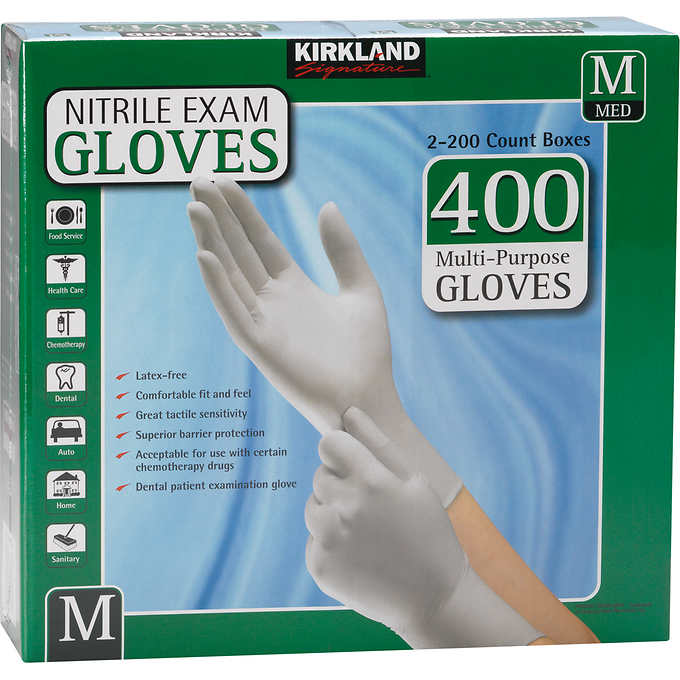 Kirkland Signature Nitrile Exam Glove Medium 2-200 ct