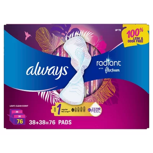 Always Radiant with FlexFoam Regular Pad 76 ct
