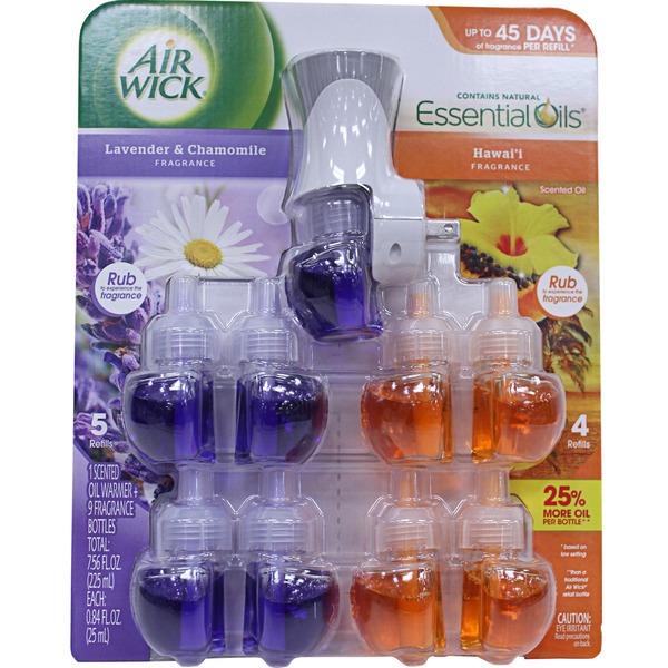 Air Wick Scented Oils, 1 Warmer + 9 Refills