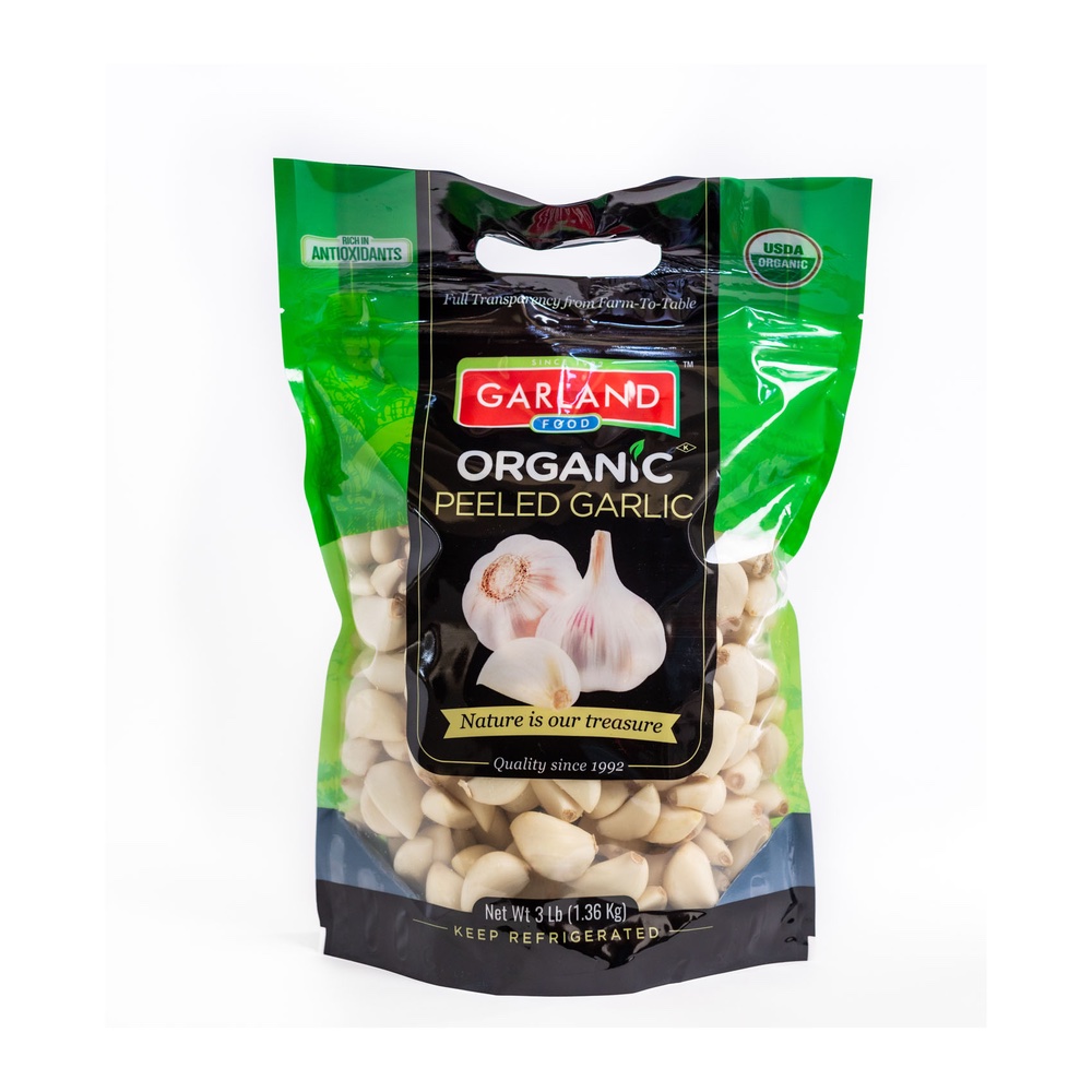 Garland Organic Peeled Garlic 48 oz