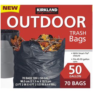 Kirkland Signature Outdoor 50 Gallon Trash Bags 70 ct