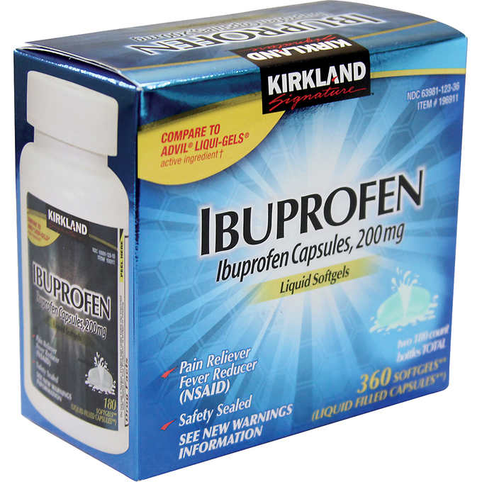 Kirkland Signature Ibuprofen 200MG, 2 x 180 Liquid Softgels